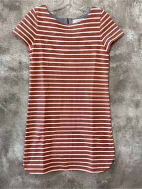 LOFT Rust-Striped Short Sleeve Knit Top in White (love 23)